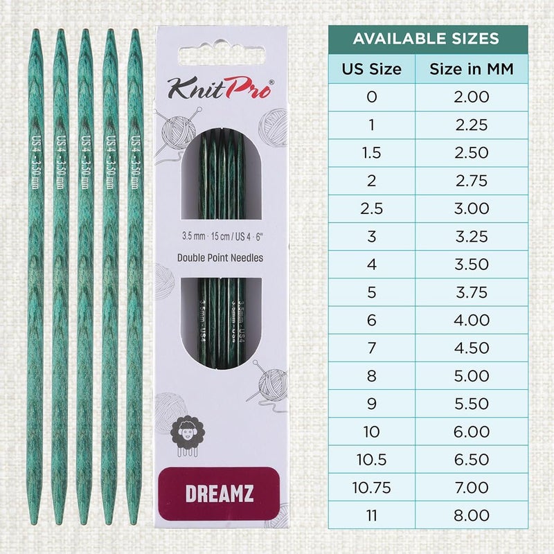 Knit Pro Dreamz Double Pointed Needles 6" (15cm) | US Size 4 (3.5mm) - Image 3